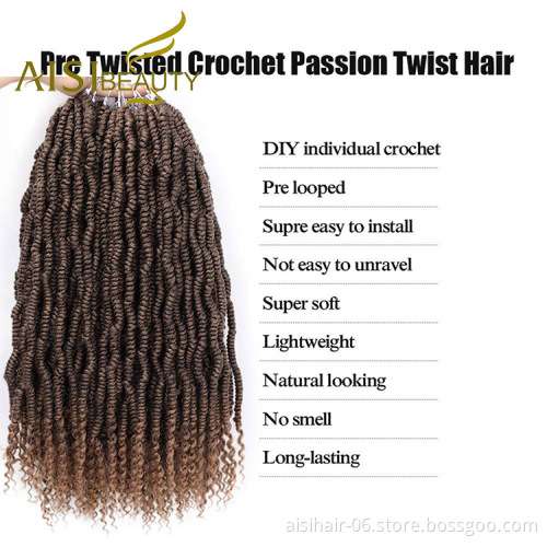 Aisi Beauty Goddess Faux Locs Brown Hair Extensions Pre Twisted Crochet Braids Passion Hairpieces Synthetic Braiding Hair